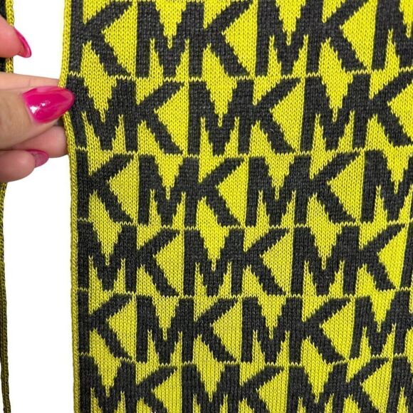 Michael Kors Signature MK Logo  Scarf Muffler Lemon Charcoal 68” - Picture 5 of 6
